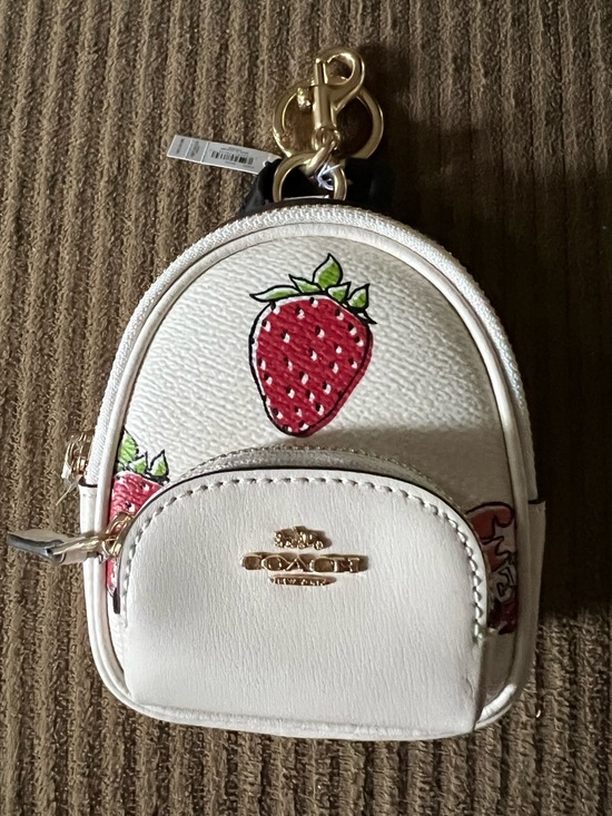 Coach Handbags - Coach Mini Court Backpack Bag Charm
With Strawberry Print NWT
